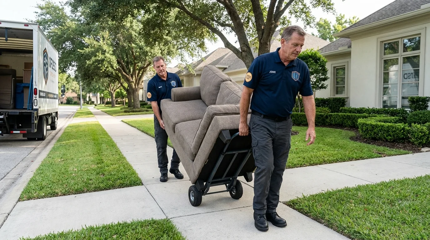 Local residential moving crew loading furniture in North Adams, MA